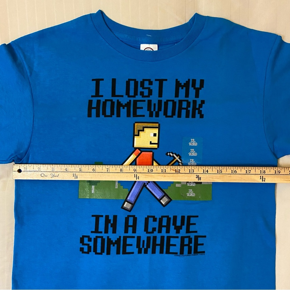 Minecraft “I Lost My Homework in a Cave Somewhere” NWT sz Boys XL - Picture 4 of 10